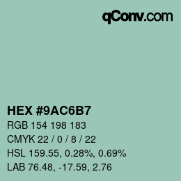 颜色代码: HEX #9AC6B7 | qconv.com