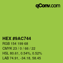 Color code: HEX #9AC744 | qconv.com