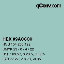 Color code: HEX #9AC8C0 | qconv.com