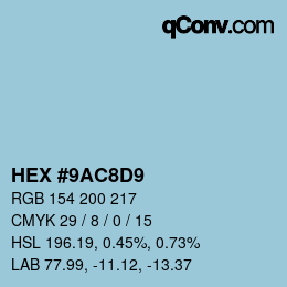 カラーコード: HEX #9AC8D9 | qconv.com