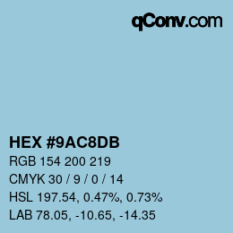 颜色代码: HEX #9AC8DB | qconv.com