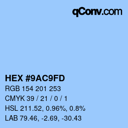 Color code: HEX #9AC9FD | qconv.com