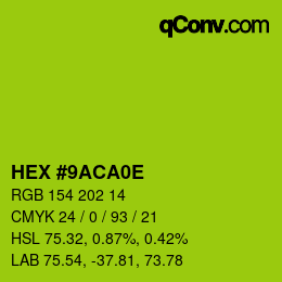 Color code: HEX #9ACA0E | qconv.com