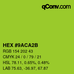 颜色代码: HEX #9ACA2B | qconv.com