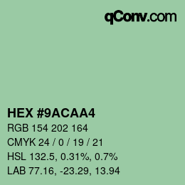 Color code: HEX #9ACAA4 | qconv.com