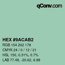 Color code: HEX #9ACAB2 | qconv.com
