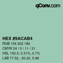 Color code: HEX #9ACAB4 | qconv.com