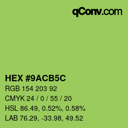 Color code: HEX #9ACB5C | qconv.com