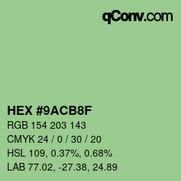 Color code: HEX #9ACB8F | qconv.com