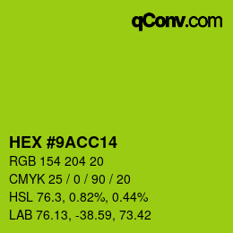 Color code: HEX #9ACC14 | qconv.com