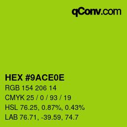 Color code: HEX #9ACE0E | qconv.com