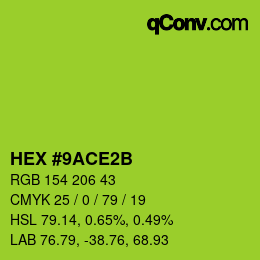 カラーコード: HEX #9ACE2B | qconv.com
