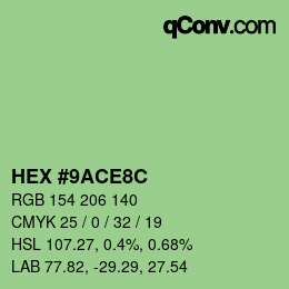 Color code: HEX #9ACE8C | qconv.com