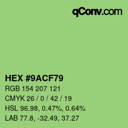 Farbcode: HEX #9ACF79 | qconv.com
