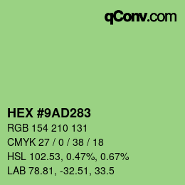 颜色代码: HEX #9AD283 | qconv.com