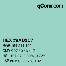 Color code: HEX #9AD3C7 | qconv.com