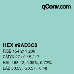 Color code: HEX #9AD3C8 | qconv.com