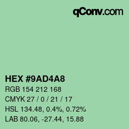 Farbcode: HEX #9AD4A8 | qconv.com
