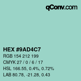Color code: HEX #9AD4C7 | qconv.com