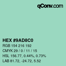 Color code: HEX #9AD8C0 | qconv.com