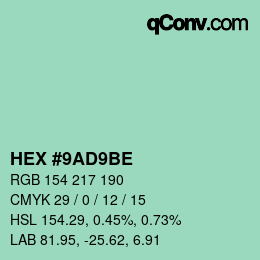 Color code: HEX #9AD9BE | qconv.com