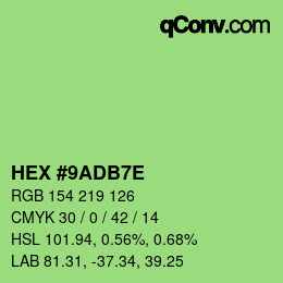 Color code: HEX #9ADB7E | qconv.com