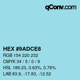 カラーコード: HEX #9ADCE8 | qconv.com