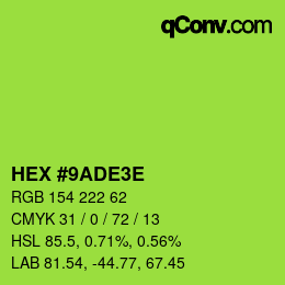 カラーコード: HEX #9ADE3E | qconv.com