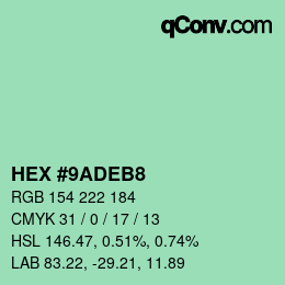 Color code: HEX #9ADEB8 | qconv.com