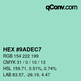 Código de color: HEX #9ADEC7 | qconv.com