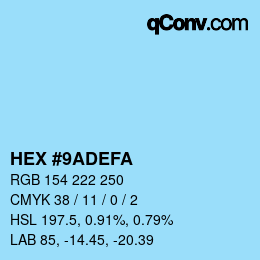Color code: HEX #9ADEFA | qconv.com