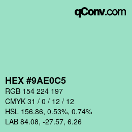 Color code: HEX #9AE0C5 | qconv.com