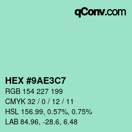 Color code: HEX #9AE3C7 | qconv.com