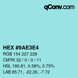 Color code: HEX #9AE3E4 | qconv.com