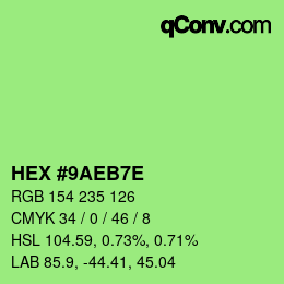 Color code: HEX #9AEB7E | qconv.com