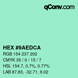 Color code: HEX #9AEDCA | qconv.com