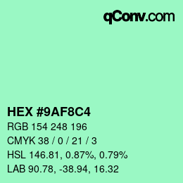 Color code: HEX #9AF8C4 | qconv.com