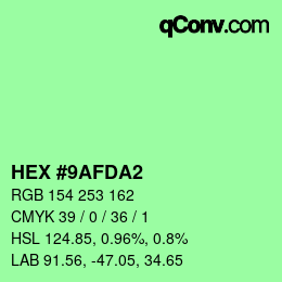 Color code: HEX #9AFDA2 | qconv.com