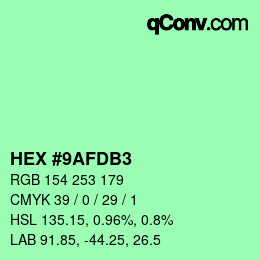 カラーコード: HEX #9AFDB3 | qconv.com