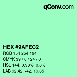 颜色代码: HEX #9AFEC2 | qconv.com