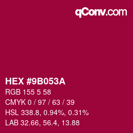 Color code: HEX #9B053A | qconv.com