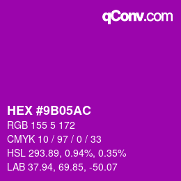 カラーコード: HEX #9B05AC | qconv.com