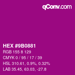 颜色代码: HEX #9B0881 | qconv.com