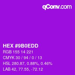 カラーコード: HEX #9B0EDD | qconv.com