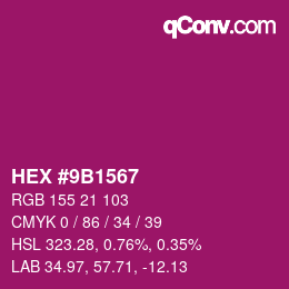 颜色代码: HEX #9B1567 | qconv.com