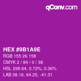 カラーコード: HEX #9B1A9E | qconv.com