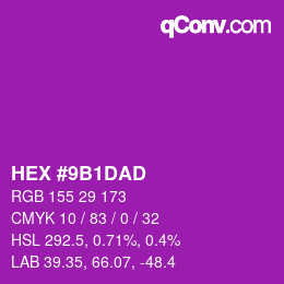 颜色代码: HEX #9B1DAD | qconv.com