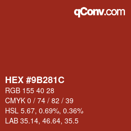 Color code: HEX #9B281C | qconv.com