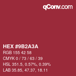 Color code: HEX #9B2A3A | qconv.com