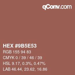 Color code: HEX #9B5E53 | qconv.com